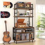 Record Player Stand with Vinyl Storage Turntable Holds