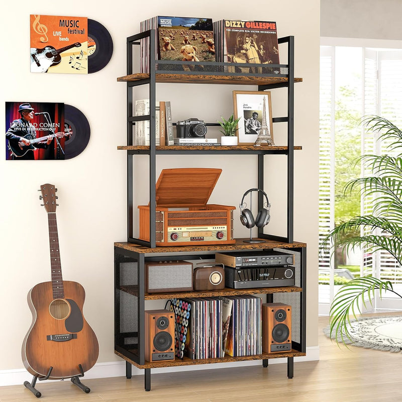 Record Player Stand with Vinyl Storage Turntable Holds