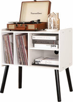Record Player Table Mid-Century Stand with Vinyl Storage