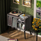 Record Player Table Mid-Century Stand with Vinyl Storage