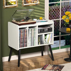 Record Player Table Mid-Century Stand with Vinyl Storage