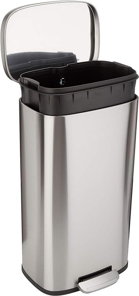 Rectangular Kitchen Bin with Steel Bar Pedal Soft-Closing