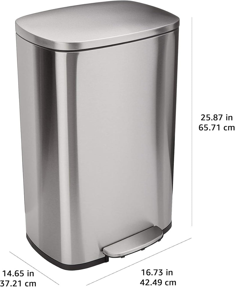 Rectangular Kitchen Bin with Steel Bar Pedal Soft-Closing