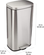 Rectangular Kitchen Bin with Steel Bar Pedal Soft-Closing