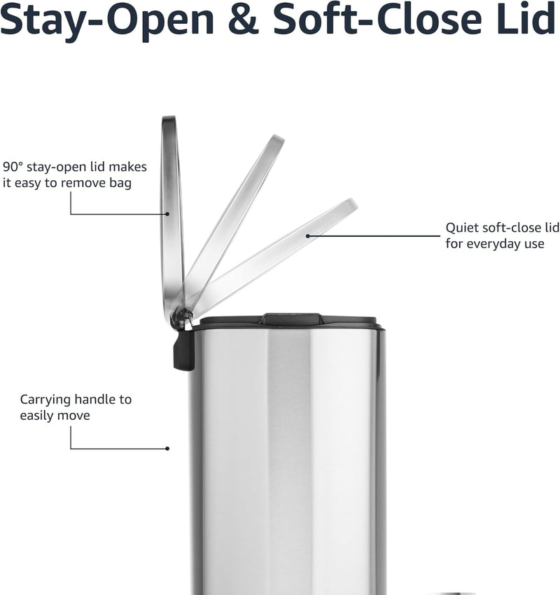 Rectangular Kitchen Bin with Steel Bar Pedal Soft-Closing