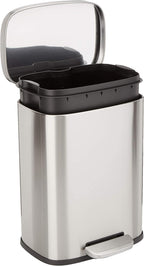 Rectangular Kitchen Bin with Steel Bar Pedal Soft-Closing