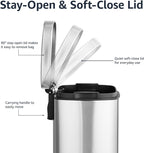 Rectangular Kitchen Bin with Steel Bar Pedal Soft-Closing