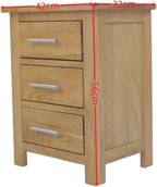Solid Oak Bedside Tables Walnut Wooden 3 Drawers