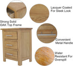 Solid Oak Bedside Tables Walnut Wooden 3 Drawers