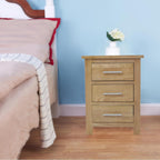 Solid Oak Bedside Tables Walnut Wooden 3 Drawers