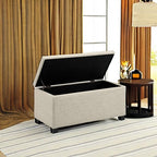 Rectangular Padded Upholstered Entryway Bench with Storage