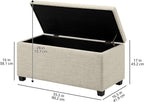Rectangular Padded Upholstered Entryway Bench with Storage