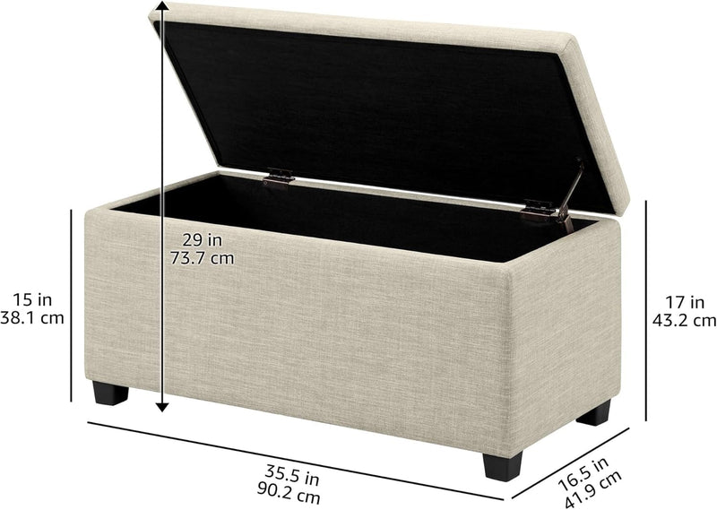 Rectangular Padded Upholstered Entryway Bench with Storage