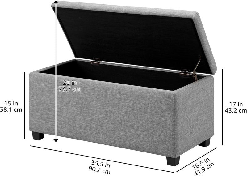 Rectangular Padded Upholstered Entryway Bench with Storage