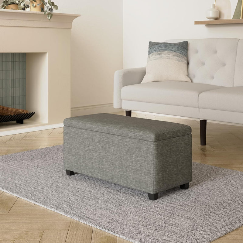 Rectangular Padded Upholstered Entryway Bench with Storage