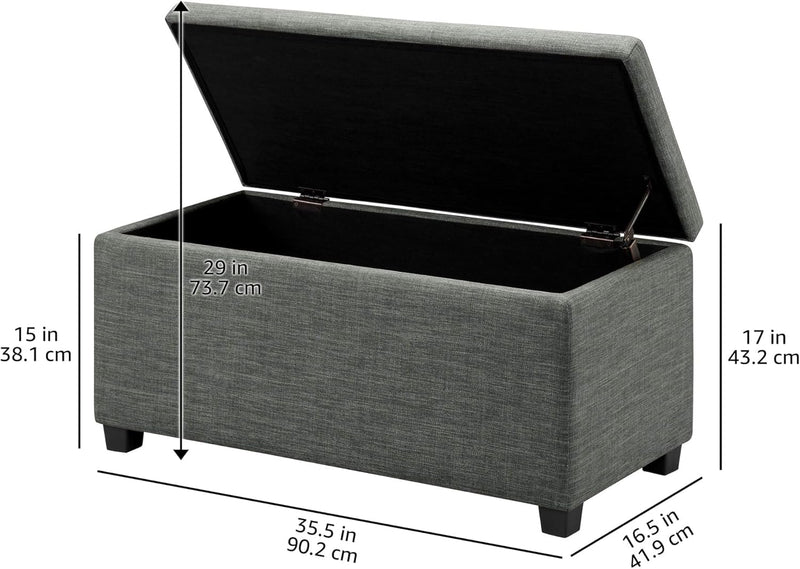 Rectangular Padded Upholstered Entryway Bench with Storage