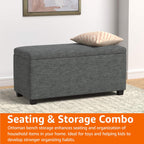 Rectangular Padded Upholstered Entryway Bench with Storage