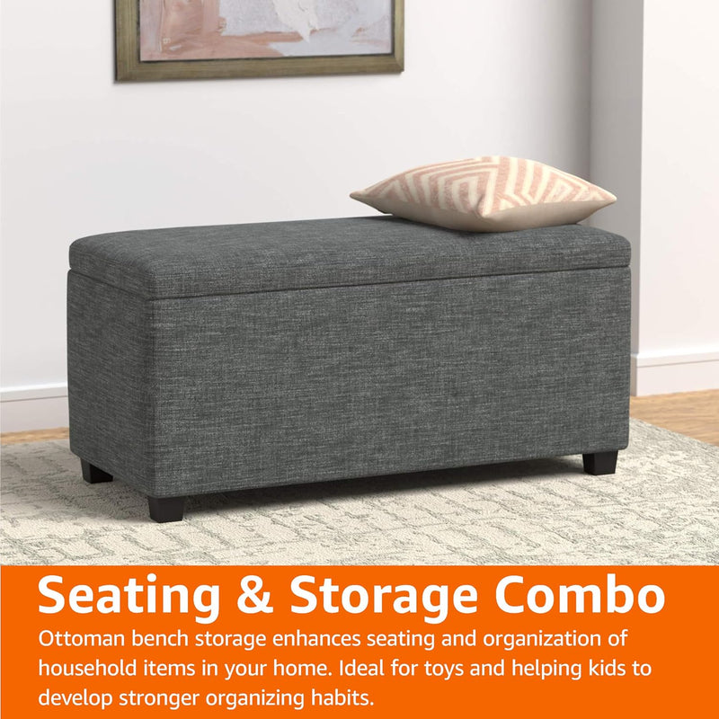 Rectangular Padded Upholstered Entryway Bench with Storage