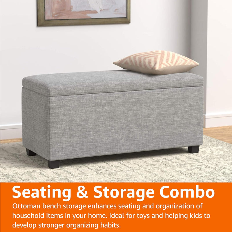 Rectangular Padded Upholstered Entryway Bench with Storage