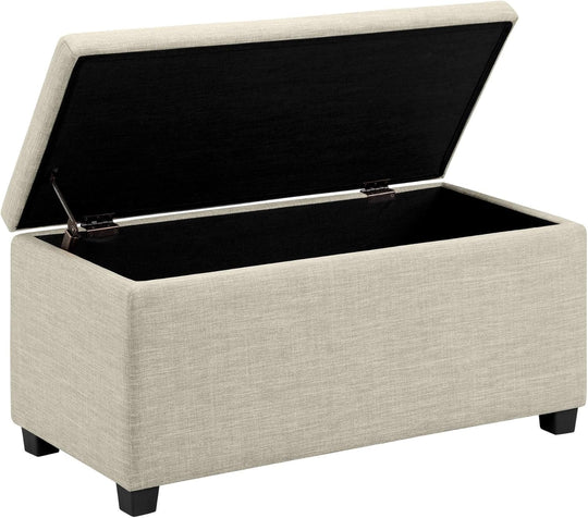 Rectangular Padded Upholstered Entryway Bench with Storage