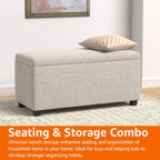 Rectangular Padded Upholstered Entryway Bench with Storage