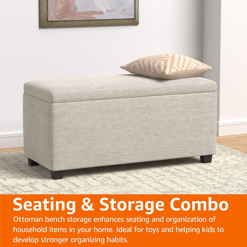 Rectangular Padded Upholstered Entryway Bench with Storage