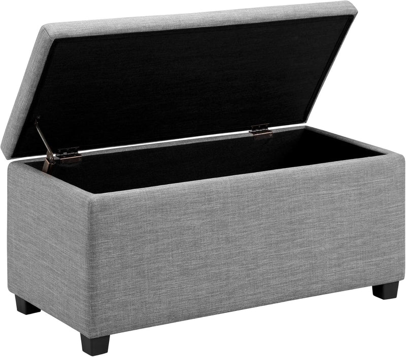 Rectangular Padded Upholstered Entryway Bench with Storage
