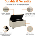 Rectangular Padded Upholstered Entryway Bench with Storage