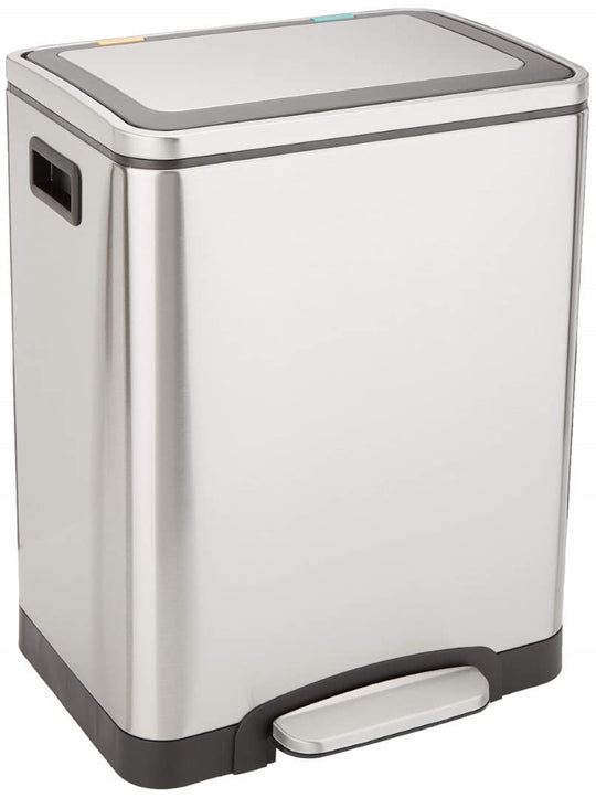 30L Dual Bin Soft-Close Rectangular Rubbish with Foot