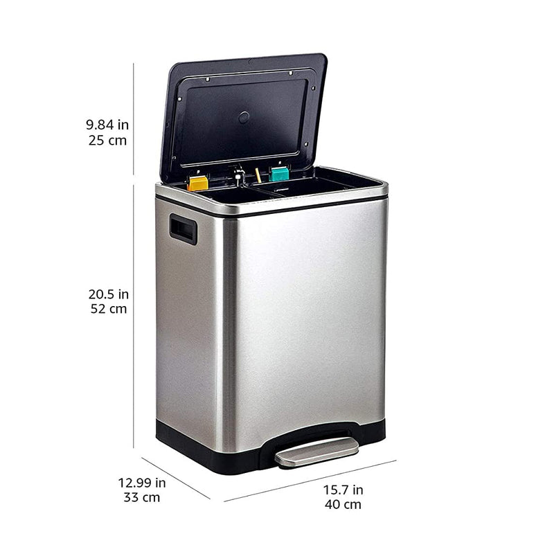 Rectangular Recycling Rubbish Bin with 2 Compartments 60