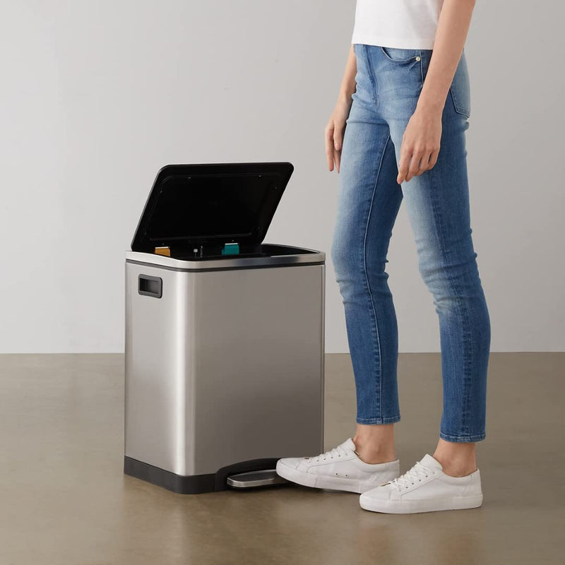 Rectangular Recycling Rubbish Bin with 2 Compartments 60