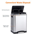 Rectangular Recycling Rubbish Bin with 2 Compartments 60