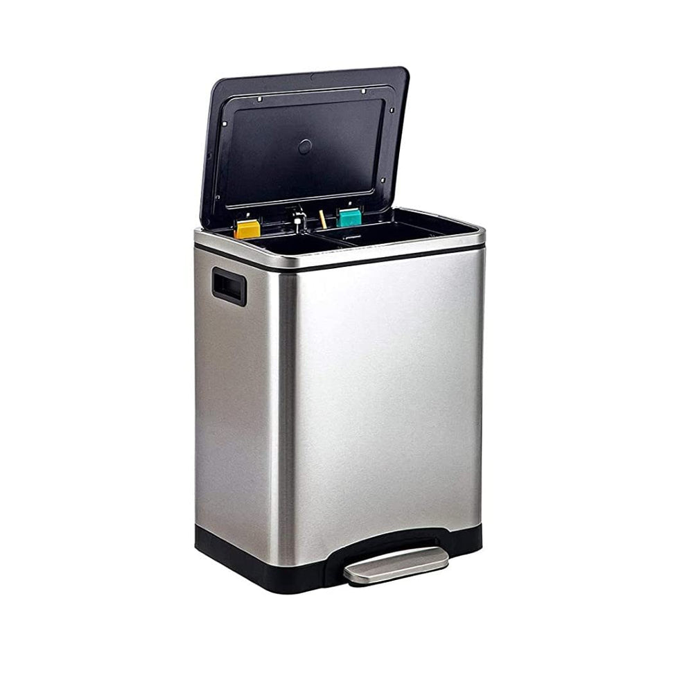 Rectangular Recycling Rubbish Bin with 2 Compartments 60