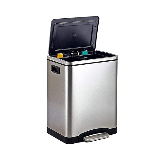 Rectangular Recycling Rubbish Bin with 2 Compartments 60