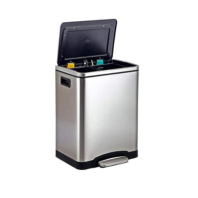 Rectangular Recycling Rubbish Bin with 2 Compartments 60
