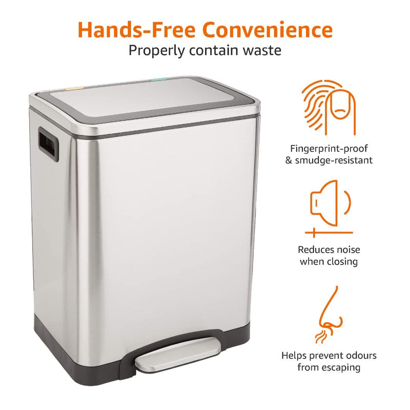 Rectangular Recycling Rubbish Bin with 2 Compartments 60