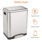 Rectangular Recycling Rubbish Bin with 2 Compartments 60
