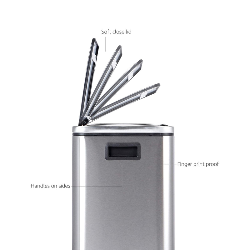 Rectangular Recycling Rubbish Bin with 2 Compartments 60
