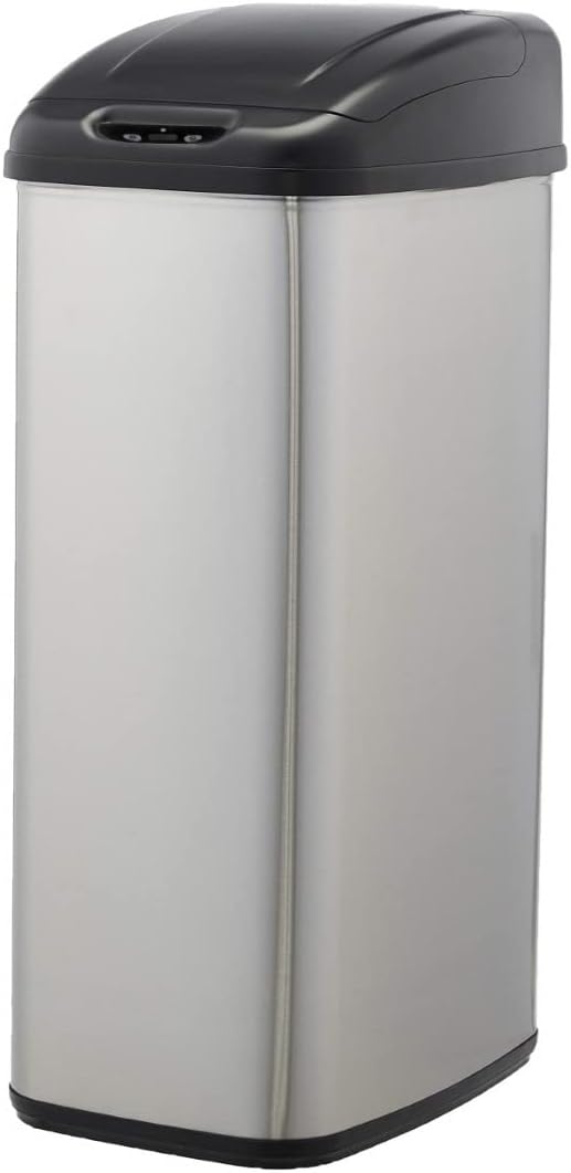 Rectangular Stainless Steel 60L Dustbin with Hands-Free Motion