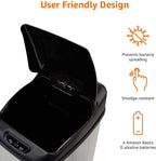 Rectangular Stainless Steel 60L Dustbin with Hands-Free Motion