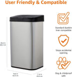 Rectangular Stainless Steel 60L Dustbin with Hands-Free Motion