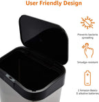 Rectangular Stainless Steel 60L Dustbin with Hands-Free Motion
