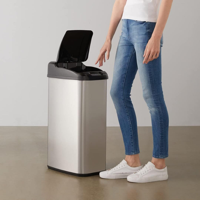 Rectangular Stainless Steel 60L Dustbin with Hands-Free Motion