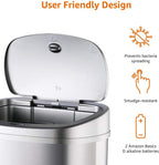 Rectangular Stainless Steel 60L Dustbin with Hands-Free Motion