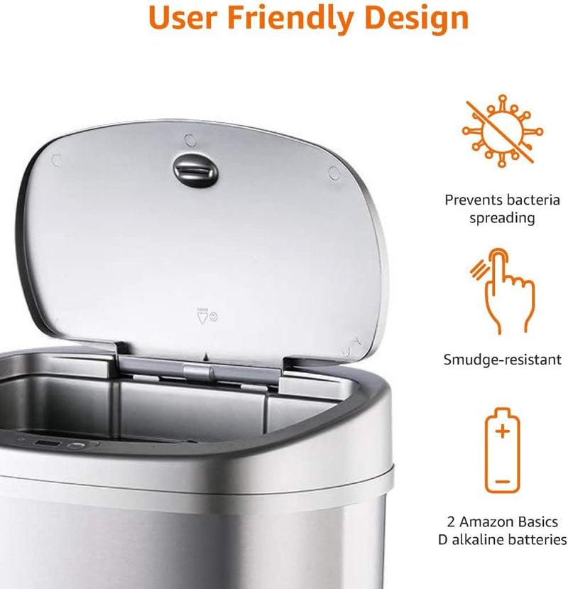 Rectangular Stainless Steel 60L Dustbin with Hands-Free Motion