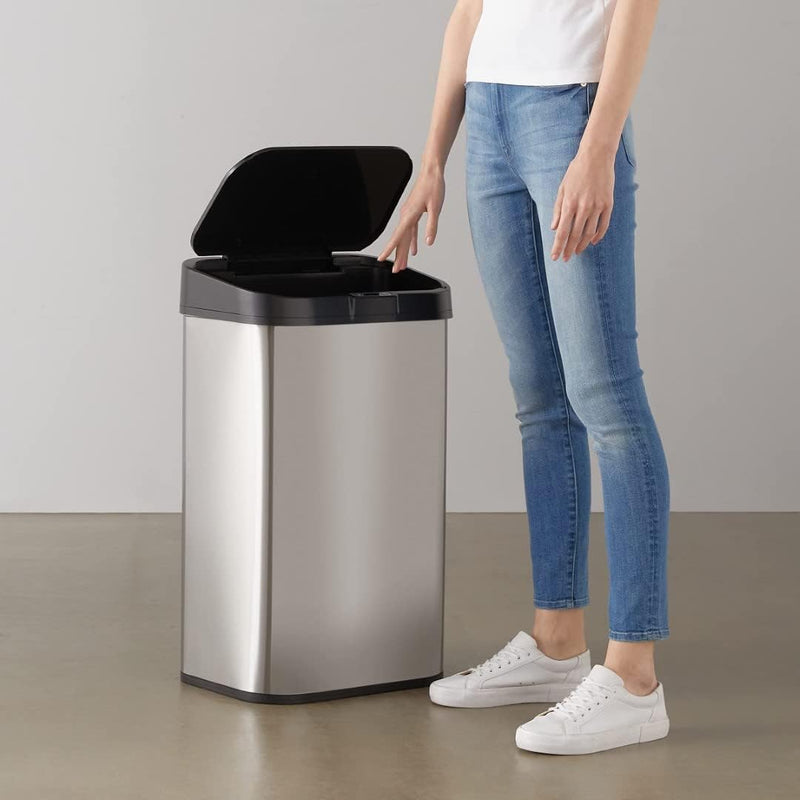 Rectangular Stainless Steel 60L Dustbin with Hands-Free Motion