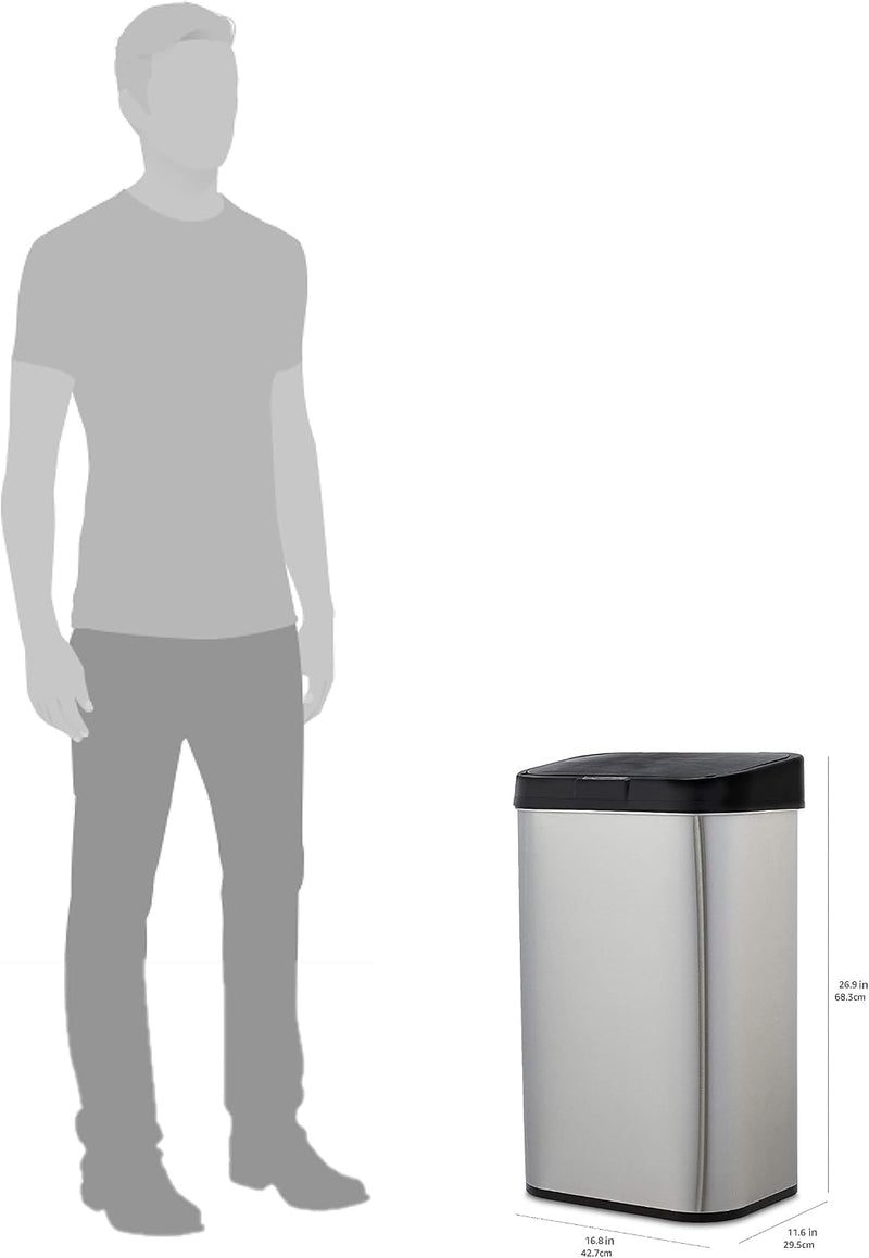 Rectangular Stainless Steel 60L Dustbin with Hands-Free Motion