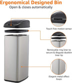 Rectangular Stainless Steel 60L Dustbin with Hands-Free Motion