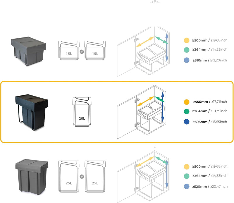 Recycle 35L Bin for Kitchen Lower