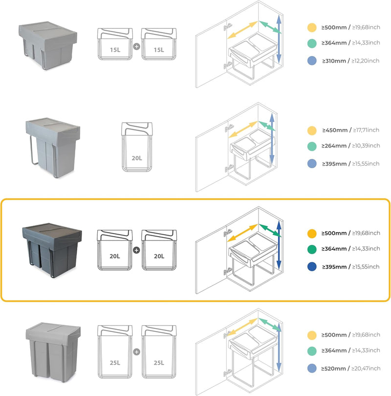 Recycle 35L Bin for Kitchen Lower